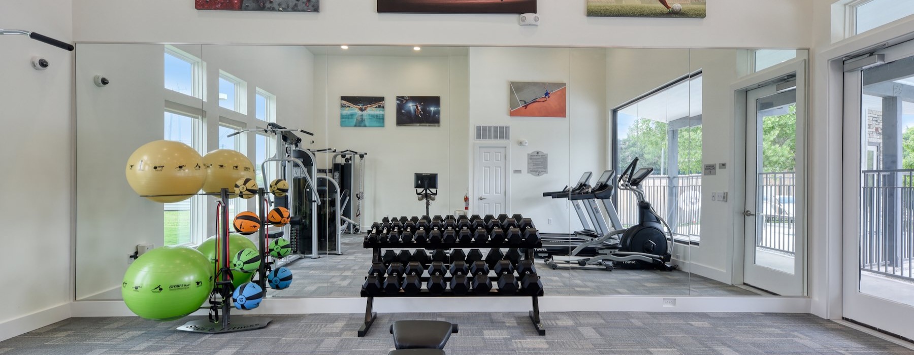 a gym with exercise equipment