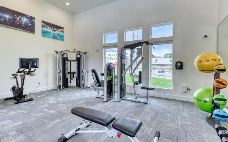 a gym with exercise equipment